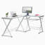 Bureau d'ordinateur en verre trempé avec panneau de clavier coulissant Techni Mobili, transparent