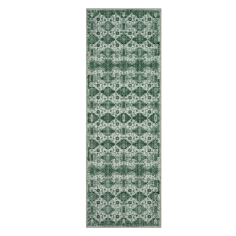 Vintage Floral Boho Washable Area Rug Low Pile, Non-Slip Carpet for Living Room, Bedroom, Dining Room, Nursery, Dorm, Kids Room