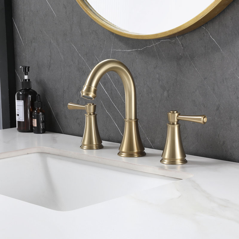 Widespread 2-handle Bathroom Faucet, Brushed Gold