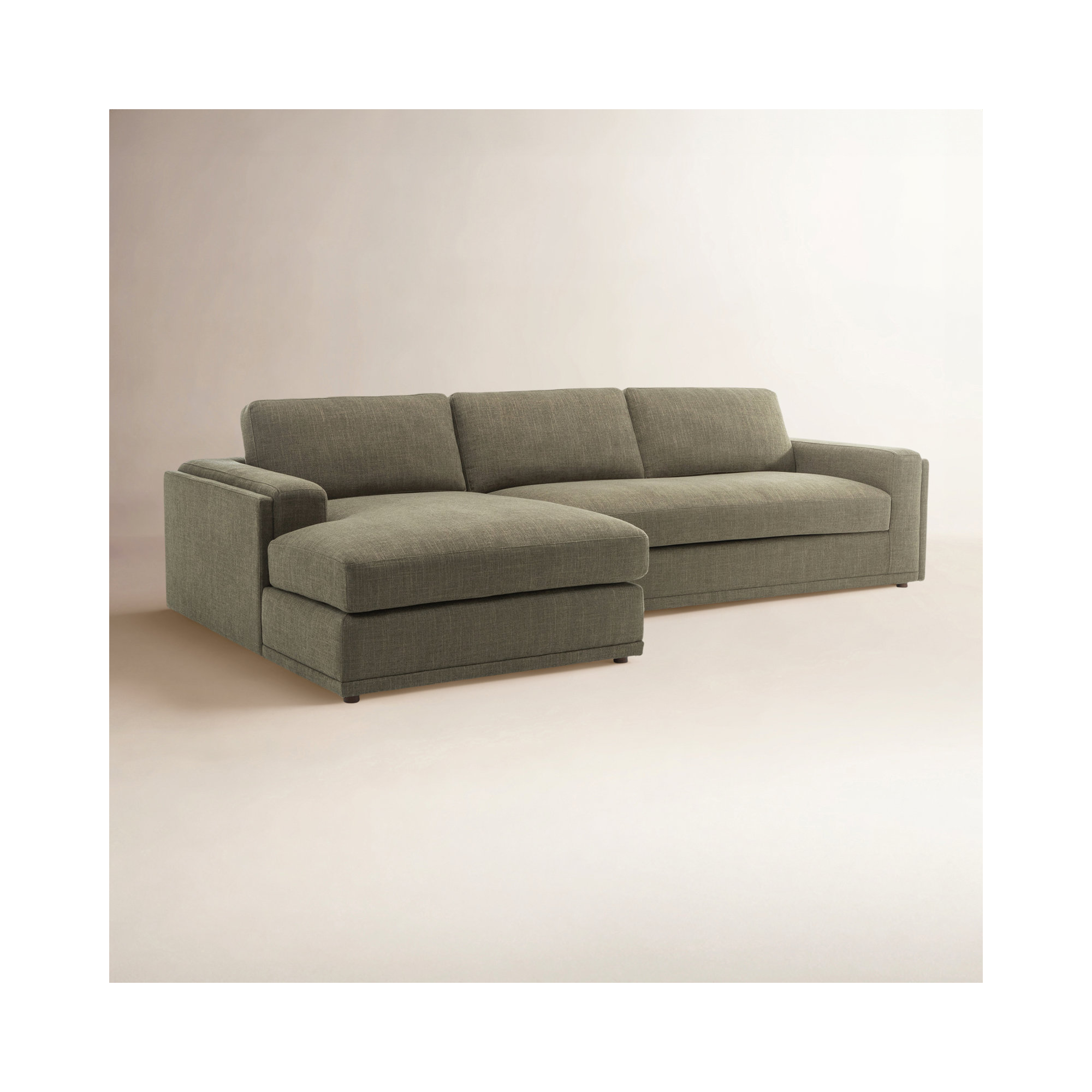 Essex 2-Piece 118" Upholstered Sectional, Left Hand Facing, Green Cotton Blend