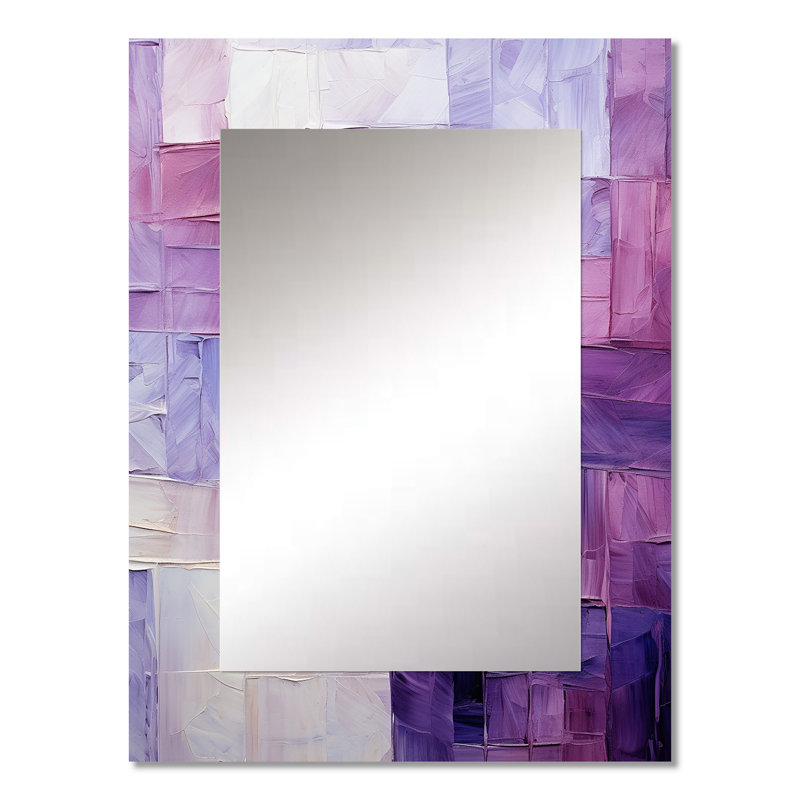 Lilac Lattices Abstract Shapes - Abstract Shapes Decorative Mirror, Purple Wall Mirror, Printed Metal Art, 32" x 24"