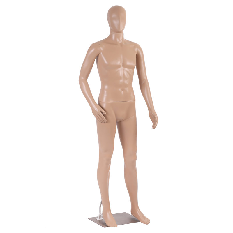 Adjustable 73 Inch Beige Male Mannequin with Metal Base