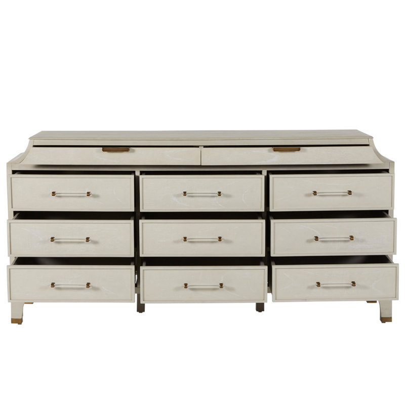 Alexandra 11 Drawer Dresser, Cerused White Light Gray