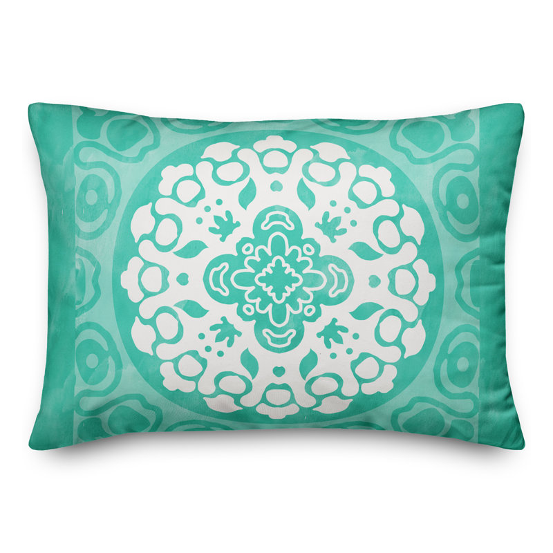 Housse et insert de coussin d'extérieur pour l'extérieur, Bleu sarcelle, Floral 2