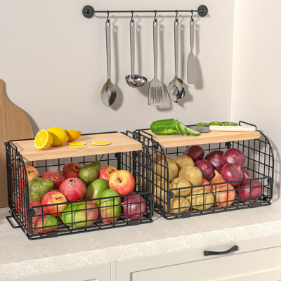 Ensemble de 2 paniers grillagés empilables
