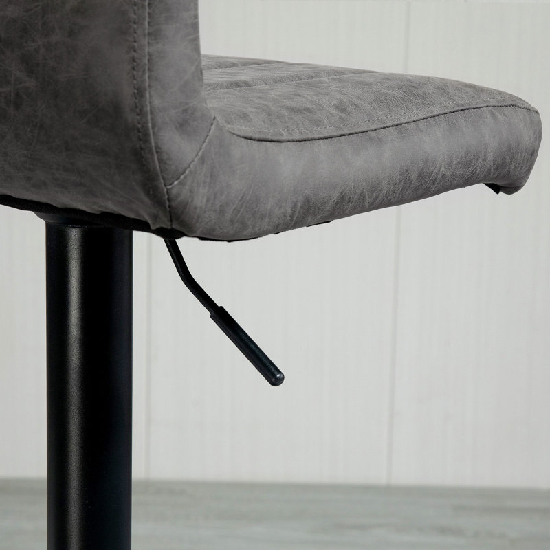Harri Swivel Upholstered Adjustable Height Counter Stool with Metal Frame, Grey