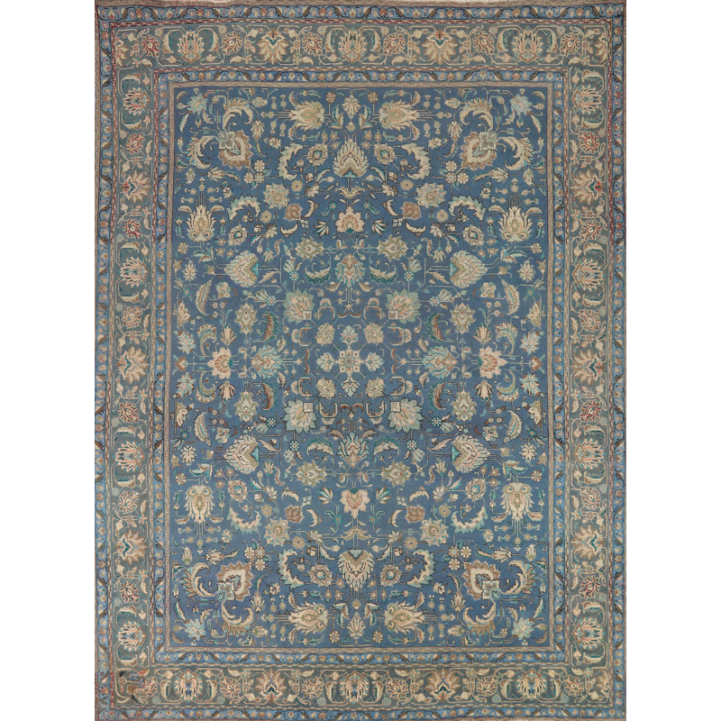 Tapis traditionnel floral bleu All-Over 10 x 12