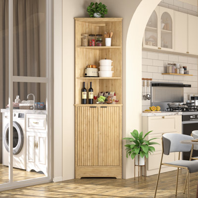 67.8''H Bamboo Corner Cabinet with Open Shelf