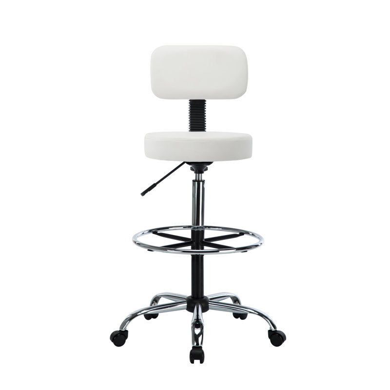 Ivery Office Chair with Adjustable Height Office Chair, Faux Leather Desk Chair, Kneeling Chair with Footrest, White