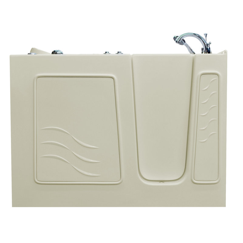 Ashton 52.8'' x 29.5'' Air Fiberglass Bathtub with Faucet, Biscuit, Right