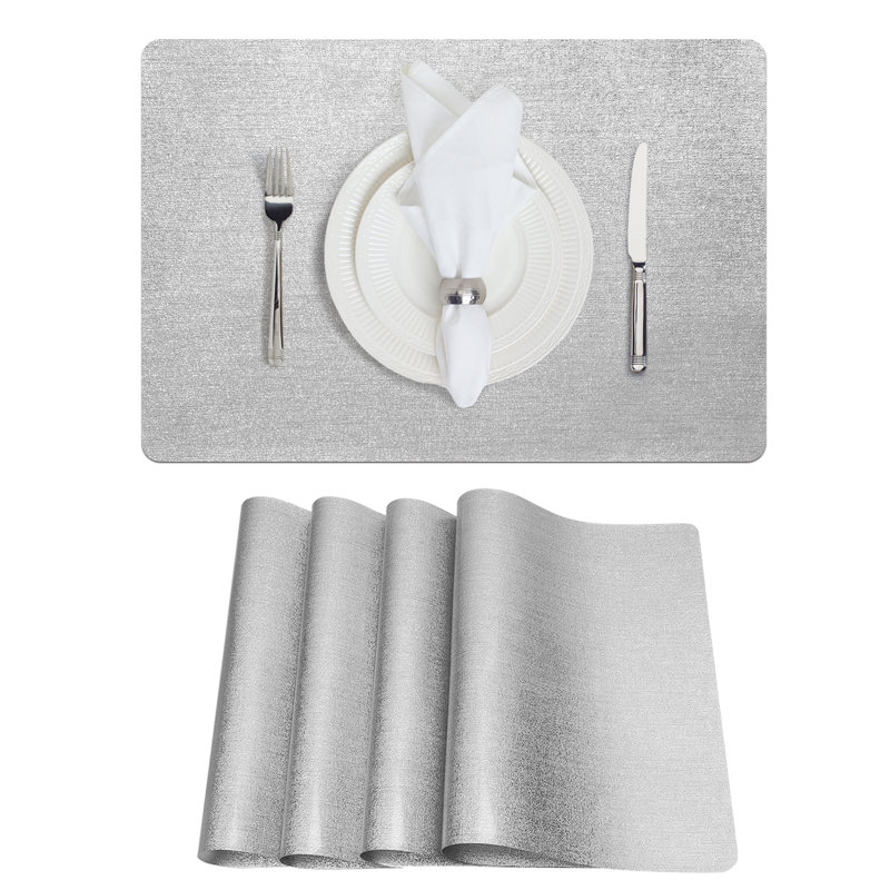 Napperon en vinyle Jimenna (ensemble de 4), Argent argent