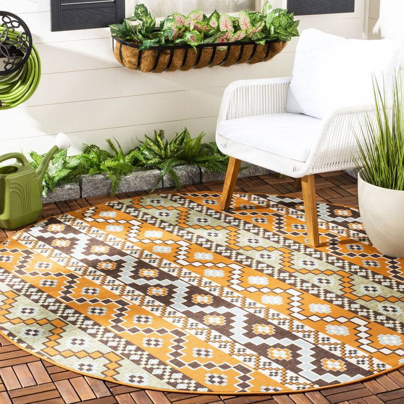 Tapis intérieur / extérieur Northpoint Ikat, Rond 3 pi