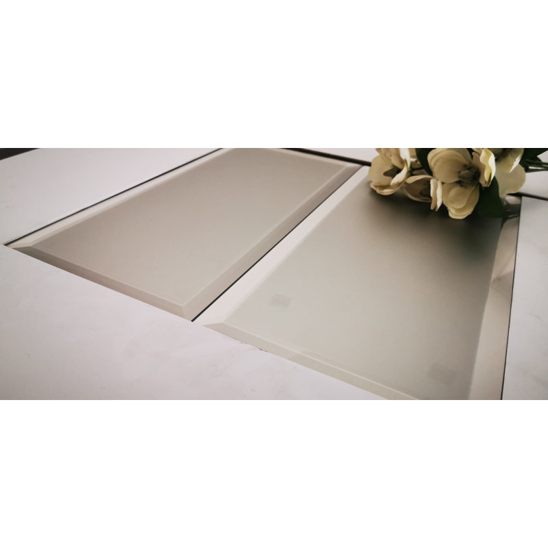 Carrelage mural de cuisine et de salle de bain décoratif en verre biseauté grand format 8 po x 16 po Frosted Elegance