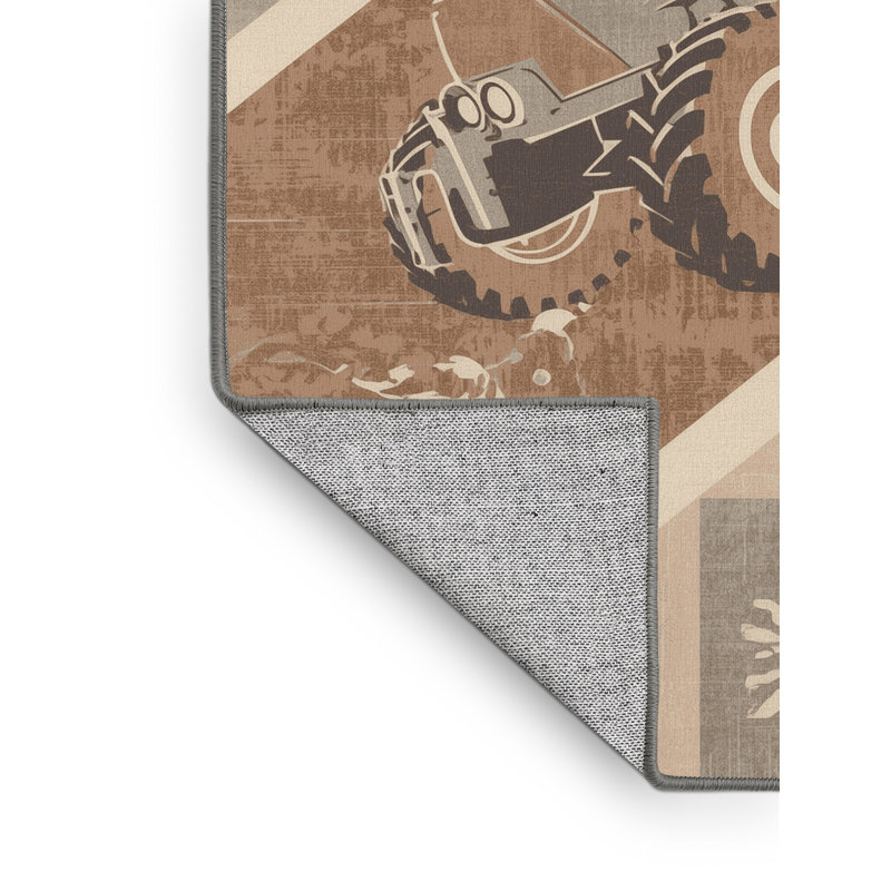 Tapis gris rustique lavable à la machine, 5 x 8
