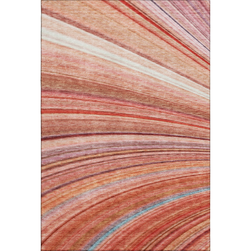 Premium Machine Washable Cerrito AMF585 Terracotta Rug, Rectangle 5' x 7'6"