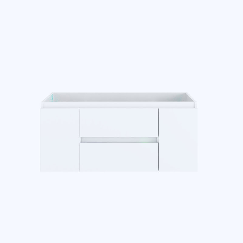 White Wall-Mounted Floating Bathroom Vanity with Ceramic Porcelain Countertop