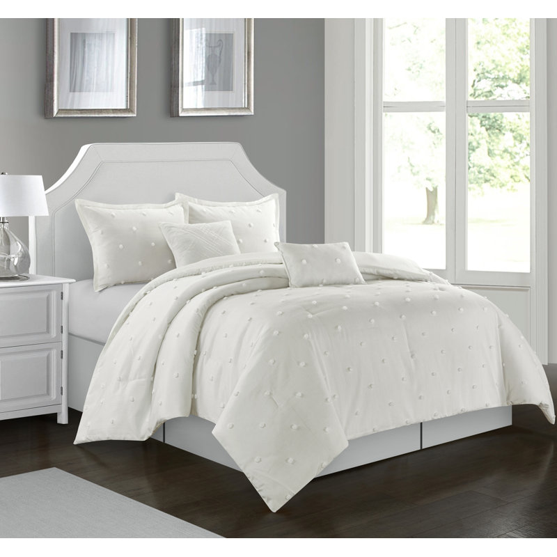Ensemble d'édredon en microfibre, Blanc, Édredon de très grande taille et 5 pièces suppl