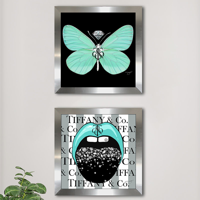 Papillon Tiffany - ensemble de 2 impressions encadrées