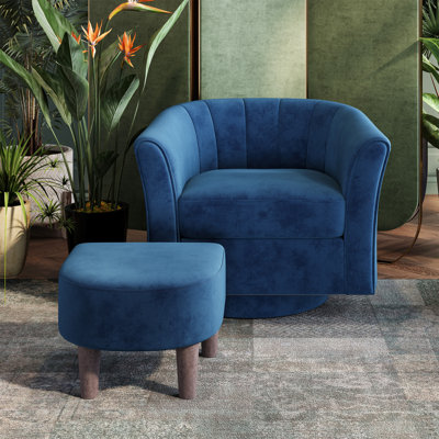 Torrence Swivel Accent Chair With Ottoman