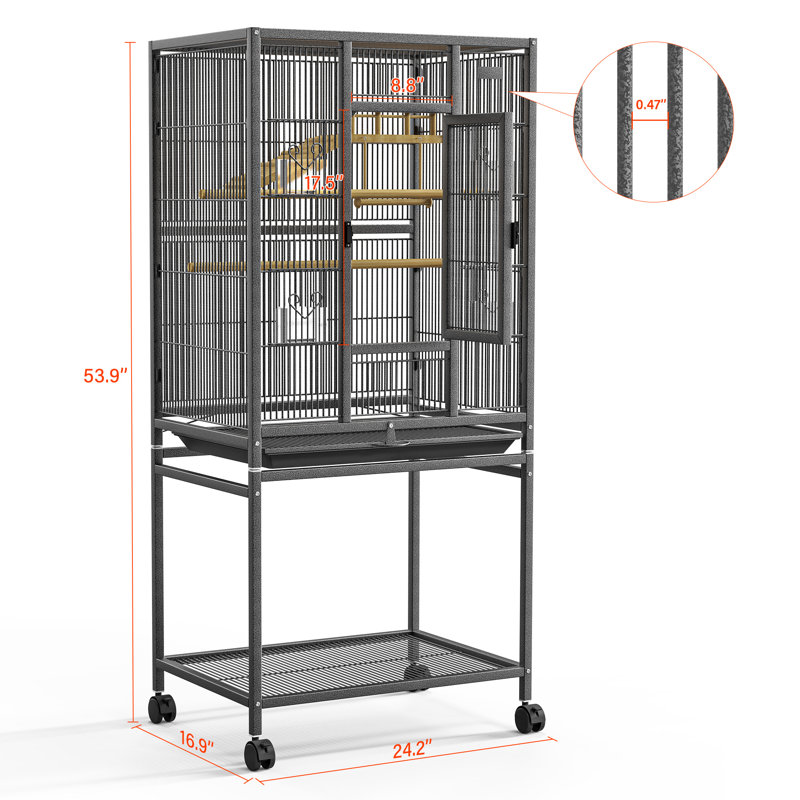 Cage à vol d'oiseau 54 po avec support roulant 54 po