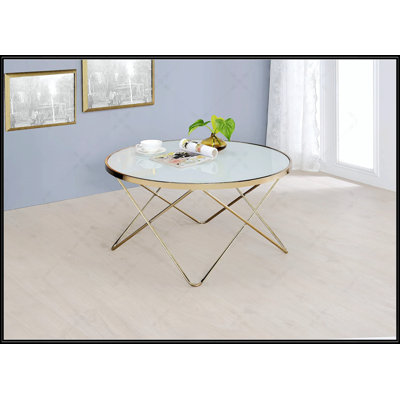 Table basse Valora en verre givré champagne