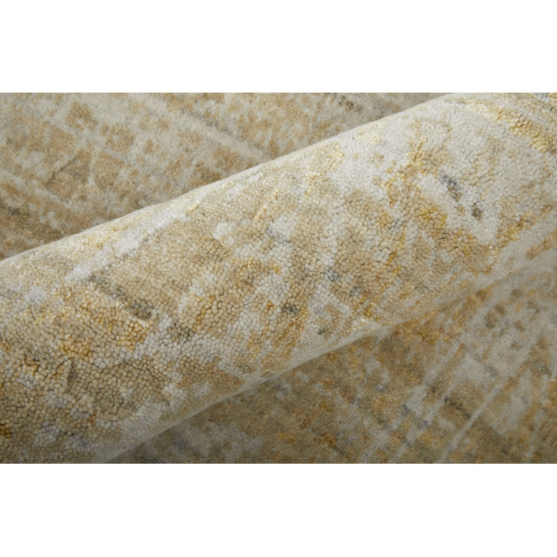 Eastfield Abstract Area Rug in Gold/Dash Ivory, Rectangle 3' x 5'