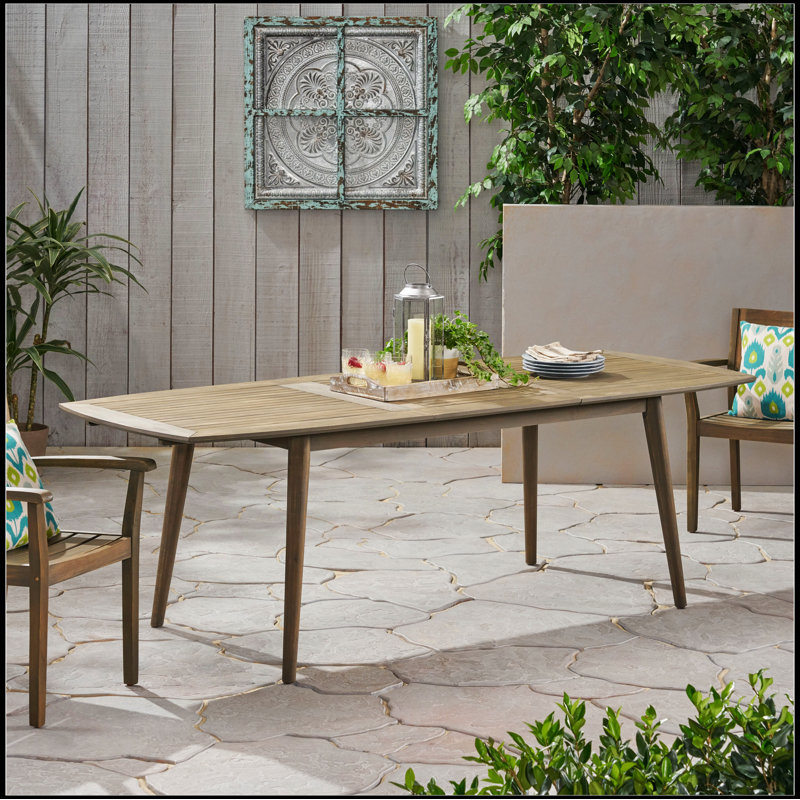 Table de salle à manger extensible d'extérieur en bois d'acacia