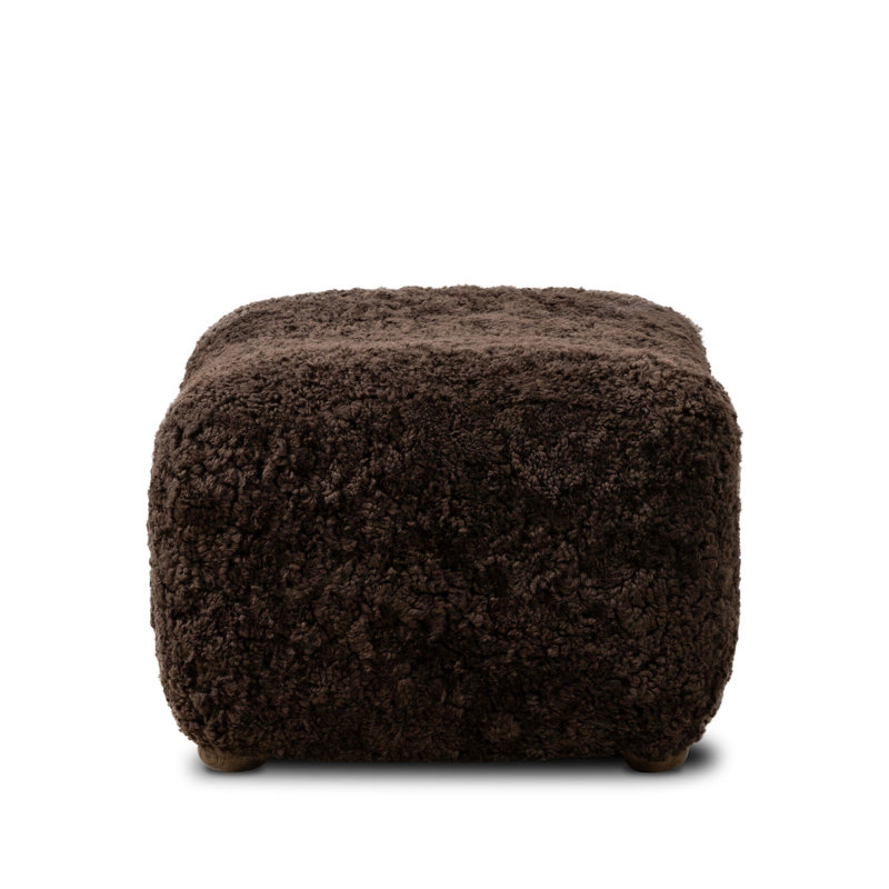 Oslo Ottoman, Cocoa Shearling, Vintage Brown Oak
