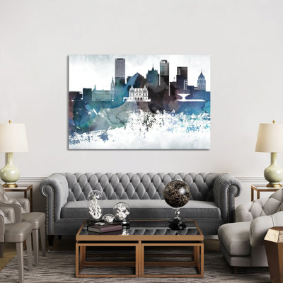 Milwaukee Bluish Skylines - Wrapped Canvas Painting