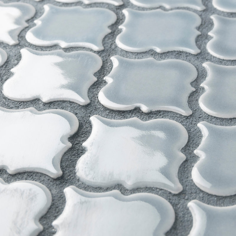 Carreau de mosaïque de porcelaine pour plancher et mur 12-3 / 8 "x 12-3 / 8" Hudson Tangier, Gris / haute brillance