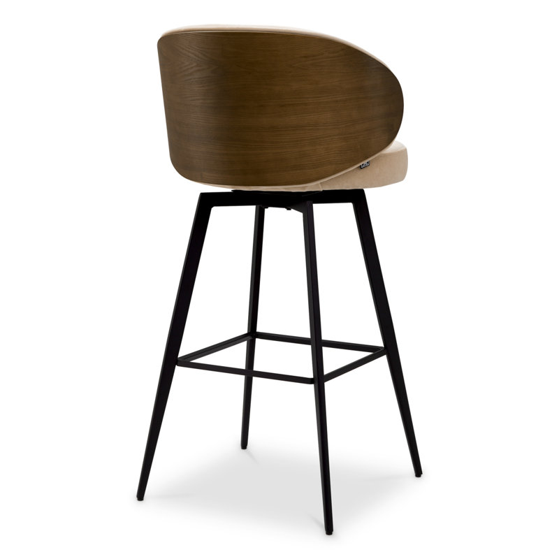 Swivel Upholstered Stool with Metal Frame, Sabino Beige, Bar Stool (30.71" Seat Height)