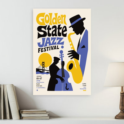 Golden State Jazz Retro Vintage Architecture Wall Art Print by Patryk Krygowski - Wrapped Canvas Print