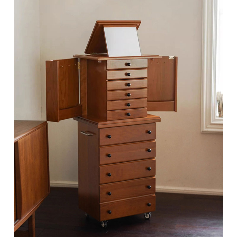 Armoire à bijoux style français en bois de cerisier crème