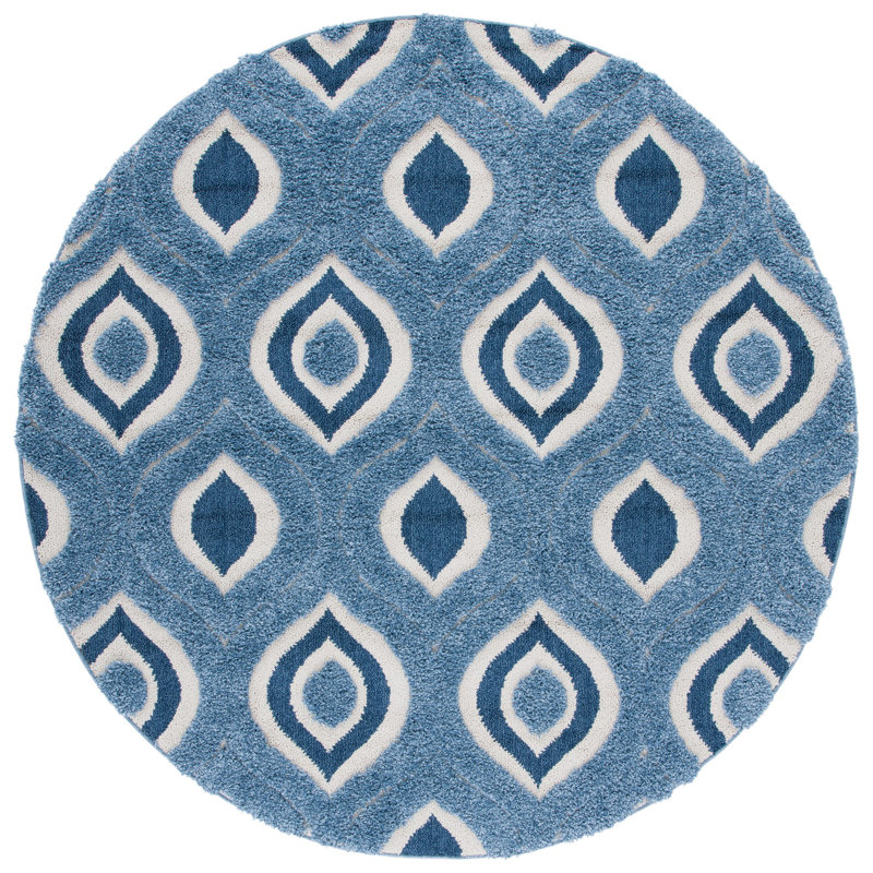 Florida Shag Performance Geometric Rug, Round 6'7"