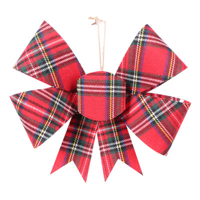 7" Plaid Bow Ornament