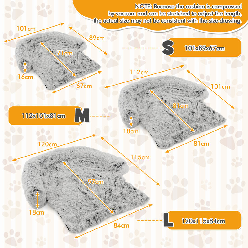 Arrigo Pet Bed, 16cm H x 101cm W x 89cm D, Grey