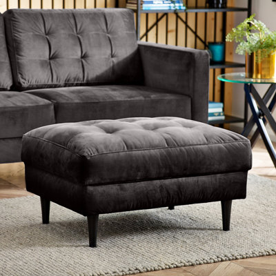 Jodi Velvet Footstall Ottoman - Upholstered Modern Retro Fabric Stylish & Contemporary