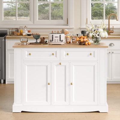 ON SALE Solid Wood Kitchen Island with Drop Leaf by Lark Manor