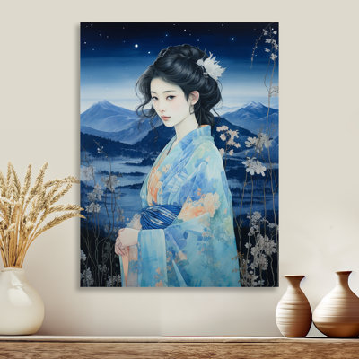 Kimono japonais japonais, beauté nocturne - décoration murale asiatique