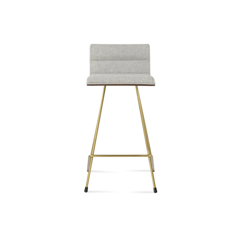 Corona Comfort Cattelan Counter & Bar Stool, Bar Stool (29" Seat Height), Brass, Silver Wool