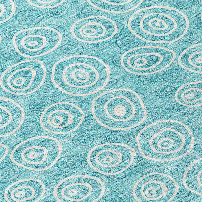 Washable Geometric Indoor / Outdoor Rug, Round 8'