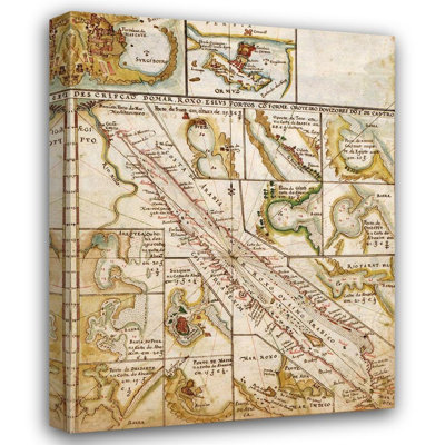 Vintage Maps Gallery Wrapped Canvas Art: Portuguese Map of the Red Sea and The Middle east 1630