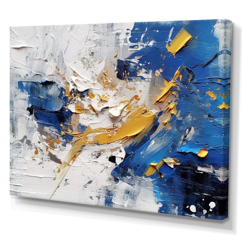 «Blue Yellow Cubist Kaleidoscope - Cubism», reproduction sur toile encadrée, Toile tendue, H 30 po x l 40 po x P 1,5 po