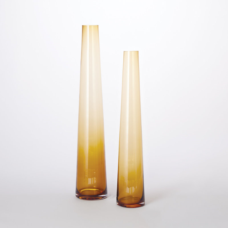 Handmade Glass Table Vase, Amber, 23.75" H x 4.75" W x 4.75" D