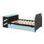 Lit de jour en bois avec couchette, bureau et port USB-118027144