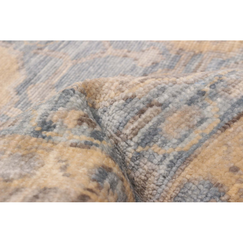 Tapis bleu clair noué à la main unique 12 pi 1 po x 15 pi 0 po One Of Kind