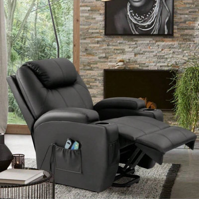 Fauteuil inclinable électrique en polyester et métal avec rangement 