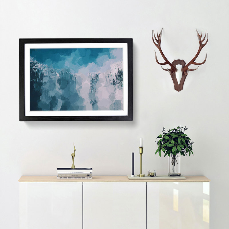 Above a Waterfall in Abstract - Picture Frame Graphic Art Print, 27cm H x 36cm W x 2cm D, Black Framed