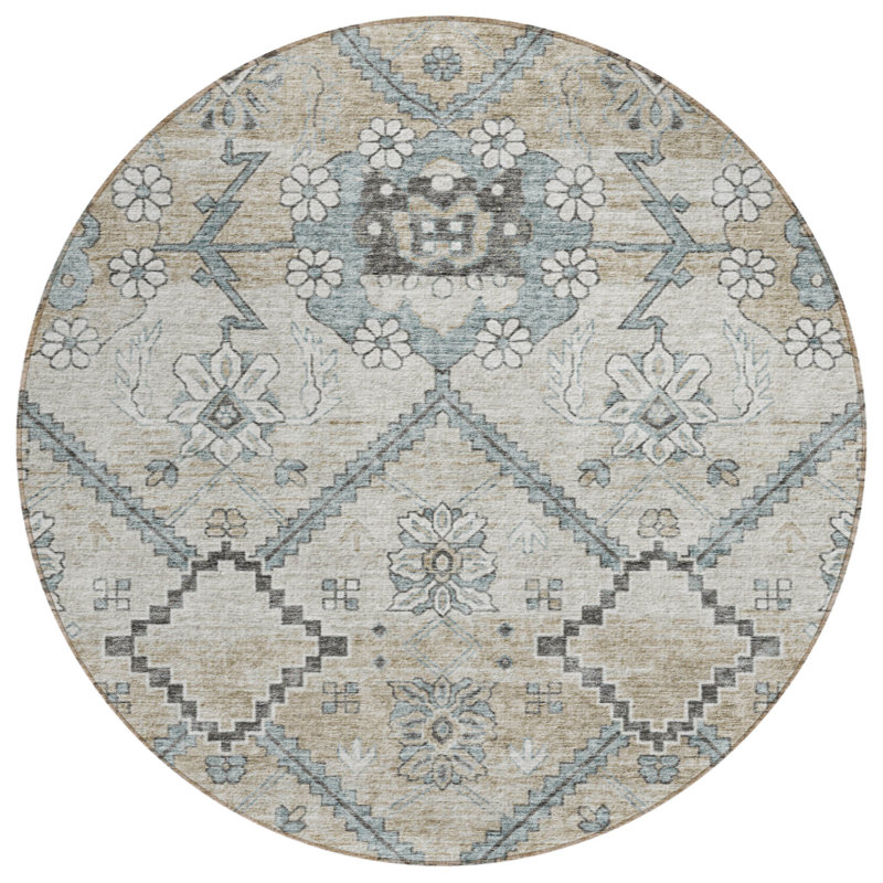 Tapis rond 8 po beige taupe beige