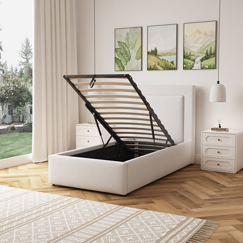 Upholstered Ottoman Storage Bed, Single (3')